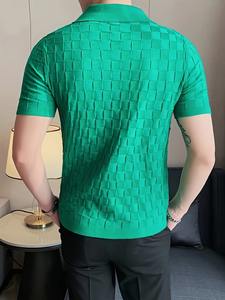 Top vente hauts à manches courtes vêtements Slim Fit vêtements de bureau décontracté douleur couleur unie robe chemise - Product Image 6