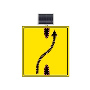 Panneau de signalisation routière réfléchissant à énergie solaire 110 x 120 cm, signalisation de changement de voie de gauche à droite, signalisation de prudence - Product Image 1