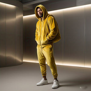 Survêtements en velours à fermeture éclair pour hommes Outwear Street Style Velour Jogger Ensemble deux pièces Jogging de sport pour hommes Survêtement en velours pour hommes - Product Image 1