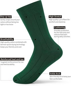 Chaussettes pour jeunes pour la formation en salle de sport Habillage décontracté Uniformes de travail Voyage Confort à la maison et formel - Product Image 2