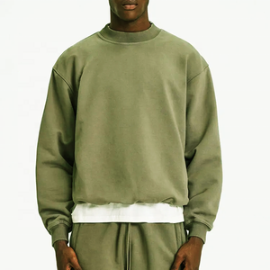 Sweat-shirts à col rond épais en molleton de coton avec logo imprimé personnalisé pour hommes sweats à capuche surdimensionnés vintage délavés à l'acide - Product Image 1