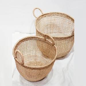 Panier de rangement tissé à la main avec deux poignées, organisateur élégant pour la lessive, les jouets, les plantes, le salon, la décoration de la maison - Product Image 2