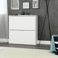 Meuble à chaussures OEM écologique et non toxique, 2 portes, finition blanche, capacité 14-19 paires de chaussures, poids 16 kg