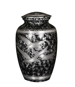 Grande urne en étain avec des oiseaux pour les cendres humaines-Une urne belle et humble pour les restes de vos proches. Cette belle urne - Product Image 1