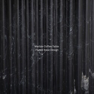 Luxury Exotic Black <b>Marble</b> Coffee <b>Table</b> Oval Top With Twin Round Fluted Pedestal Base For Modern Living Room Decor - Product Image 1