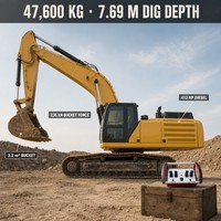 Stock limité : Excavatrice d'occasion C350, peinture d'origine, 2021, 3000 heures, avec télécommande sans fil pour travaux d'excavation terrestre