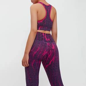 Custom Wholesale Sublimation Printed Womens Yoga Set Tummy Control Leggings and Sports Fitness <b>Top</b> Running set - Product Image 5