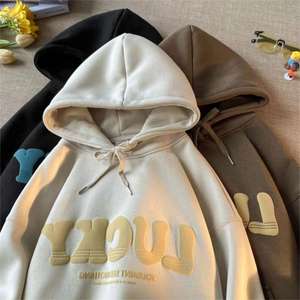 Sweat à capuche unisexe en coton de haute qualité avec mousse 3D pour l'hiver, design de logo personnalisé, sweat à capuche surdimensionné lourd pour homme - Product Image 5