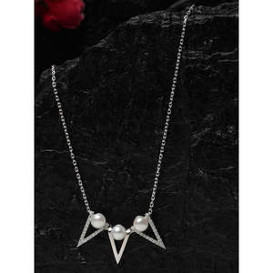 NOVAMART Fine 925 <b>Sterling</b> <b>Silver</b> Pendant with <b>Chain</b> Geometric Shape Pearl for <b>Men</b>/Women Wholesale Export - Product Image 2