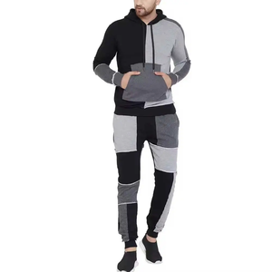 Chándal Premium para Hombre |   Conjunto Deportivo Urbano con Parches Negros y Grises, Sudadera con Capucha para Gimnasio y Entrenamiento, Conjunto de Dos Piezas - Product Image 3