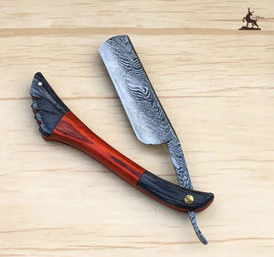 Maquinilla de afeitar de acero inoxidable con borde recto, mango de madera, cuchillo de afeitar plegable, producto OEM personalizable - Product Image 3