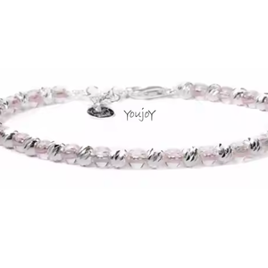 Pulsera de cuentas de cristal chapado en rodio blanco plateado 925 estilo casual de alta calidad hecha en Italia tamaños personalizables certificado CE - Product Image 1