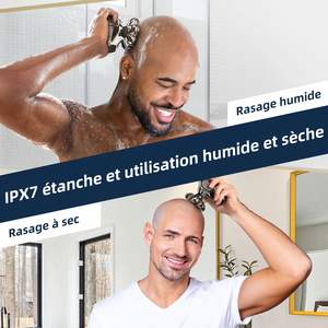 Rasoir Électrique Portable à Écran LED pour Hommes, Étanche IPX7, Tondeuse à Barbe et Cheveux, Rasoir Rotatif pour Crâne Chauve - Product Image 1