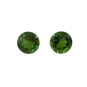 Paire assortie de pierres précieuses naturelles de tourmaline verte, taille brillant rond, facettées et calibrées, pour boutons de manchette et clous sur mesure - Product Image 1