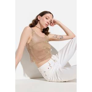 T-shirt décontracté sans manches en polyester doux à col rond - Product Image 2