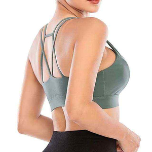 Soutien-gorge de sport personnalisable à maintien élevé en spandex/nylon, col rond, couleur chair, respirant, pour femme, idéal pour le yoga et la course à pied - Product Image 5