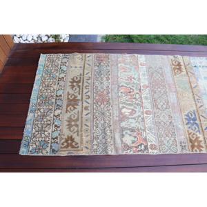 Tapis turc 2,9x8,2 pi (89x250 cm), tapis en laine vintage bleu à bordures - Product Image 5