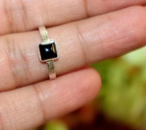 แหวนพลอยออนิกซ์สีดำ เงินแท้ 925 งานแฮนด์เมด ของขวัญเครื่องประดับ - Product Image 1