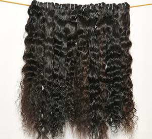 100% Unprocessed Black Wavy Bundles Deep Wave Cuticle Aligned Temple Indian Human <b>Hair</b> <b>Extensions</b> Include Straight Body Wave - Product Image 1