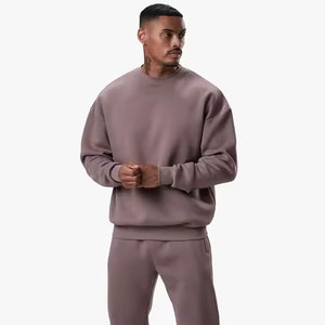 Venta al por mayor personalizado de los hombres de peso pesado 100% algodón Boxy chándal de talla grande sólido estampado moda de la calle para el invierno - Product Image 5
