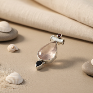 925 Silver Rose Quartz Pendant <b>Necklace</b> for Women Elegant <b>Crystal</b> Jewelry Gift - Product Image 1