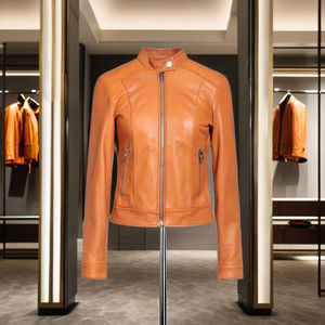 2024 hiver nouveau Design veste en cuir respirant pour les femmes recadrée avec fermeture éclair et poches intérieures Style moderne OEM en gros - Product Image 1