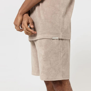 ชุดกางเกงขาสั้นผ้าฝ้ายออร์แกนิกสำหรับผู้ชาย100% ผ้าเทอร์รี่ย้อมสีล้วนแห้งเร็วระบายอากาศได้ดี - Product Image 6