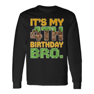 เสื้อยืดแขนยาวลายพิกเซลอาร์ตธีมวิดีโอเกม "วันเกิดครบรอบ 4 ปีของฉันนะพี่" สำหรับเด็กผู้ชาย ของขวัญวันเกิดแบบโปรโมชั่น - Product Image 1