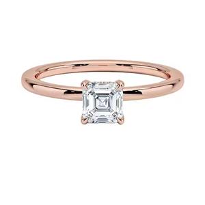 Bague en argent 925 Moissanite pour femme plaquée or jaune coupe Asscher avec des bagues en diamant uniques par Ascher - Product Image 4