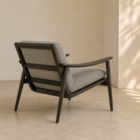 Fauteuil lounge gris tissé sur mesure, fauteuil d'appoint moderne pour salon avec structure en bois pour hôtel et villa