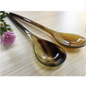 Nouveauté : Cuillère en corne de bœuf naturelle, vaisselle, 100% corne de bœuf véritable, service à salade, petites cuillères et fourchettes, couverts en corne naturelle - Product Image 4