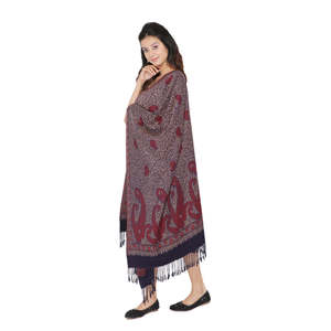 Écharpe et châle ethnique pour femme KRITI bleu marine en acrylique/viscose et laine, motif floral, pour l'hiver et le quotidien - Product Image 2