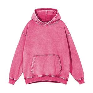 Ocio Retro Peso pesado Lavado y desgastado Sudadera con capucha de felpa Etiqueta de moda para mujer Sudadera con capucha de lavado ácido - Product Image 5