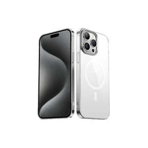 Funda de Teléfono Transparente Negra de Lujo, Tipo G-Glass, para iPhone 15 Pro, Antihuellas, Compatible con Carga Inalámbrica, Resistente a Golpes - Product Image 1