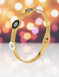 Pulsera de Acero Inoxidable con Ojo Turco y Circonitas, Multicolor, 2.6 Pulgadas, 12g, para Uso Diario, Venta al Por Mayor - Product Image 3