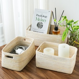 Cesta Rectangular de Ratán con Asas para Hogar, Hotel u Oficina, Éxito de Ventas 2025 - Color Natural, Blanco Lavado, Marrón Oscuro, Negro - Product Image 2