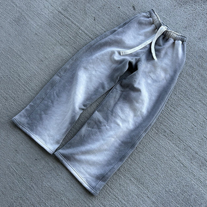 Pantalon de survêtement en molleton personnalisé de haute qualité pour hommes 450 Gsm lourd Vintage Stone Acid Wash surdimensionné jambe droite Baggy pantalon de survêtement - Product Image 4