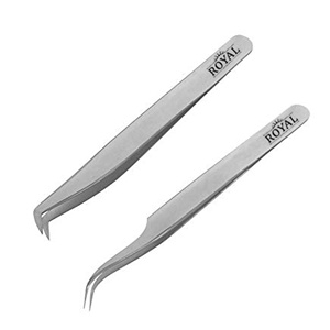 Pince à épiler professionnelle japonaise pour extensions de cils, à pointe en fibre, droite et courbée, pour volume et isolation, ensemble de pinces à cils - Product Image 2