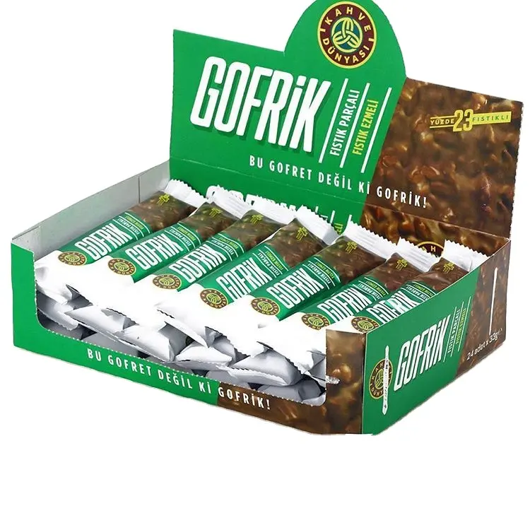 Gofrik Chocolate Negro con Pistacho, 24 Piezas