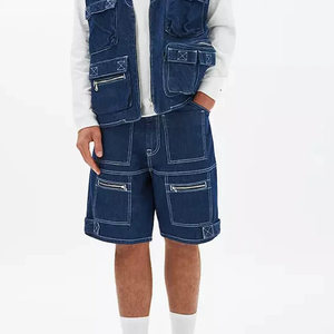 High Street Style hommes été Denim Shorts décontracté extérieur toile avec motif solide Vintage décoration méthode de tissage non tissé - Product Image 5