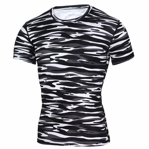 Camiseta de manga corta de entrenamiento para hombre, camisetas atléticas de camuflaje para correr, Fitness, gimnasio, venta al por mayor - Product Image 2