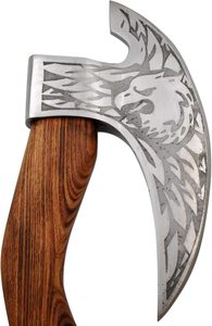 ขวานพิซซ่าเหล็กไวกิ้งแฮนด์เมดพร้อมปลอกหนังด้ามไม้ทั้งหมดขวานตั้งแคมป์ - Product Image 4