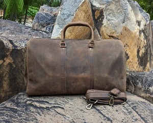 Bolso de lona de cuero estilo Vintage hecho a mano para mujer Weekender gimnasio vacaciones Satchel bordado botón decoración Shoder Messenger - Product Image 3