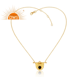 Nuevo diseño de tendencia Plata de Ley 18K Chapado en oro Natural Negro Onyx Piedra preciosa Colgante Demi Joyería fina Fabricante - Product Image 1