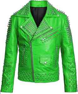 Chaqueta de Cuero Genuino Personalizada, Ecológica, Impermeable, Estilo Formal de Primavera, Estilo Urbano, Color Verde, Hecha a Mano para Hombre - Product Image 1