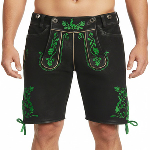 Pantalones Cortos de Piel de Cabra Estilo Bávaro para Hombre, Aspecto Antiguo, Transpirables, con Botones, Diseño a Cuadros, Estilo Wildbock, para Oktoberfest - Product Image 2