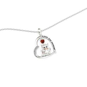 Collar Jeulia con Colgante de Corazón de Vaca Highland Chapado en Oro de 18K, con Grabado y Zirconia como Piedra de Nacimiento - Product Image 2