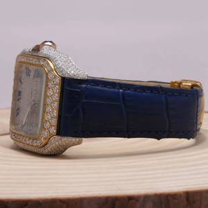 นาฬิกาข้อมือผู้ชายสุดหรู RB Gems ทำจากสแตนเลสสตีล ประดับเพชรโมอิสซาไนต์ VVS ระดับพรีเมียม พร้อมฟังก์ชั่นแสดงข้างขึ้นข้างแรม หน้าปัดอะนาล็อก กระจกแซฟไฟร์ ดีไซน์โดดเด่นสไตล์ฮิปฮอป - Product Image 3