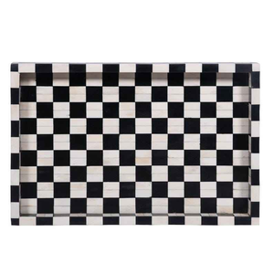 Modern Antique Handmade Kitchen Serving Tray India Bone Inlay Decorative Wood Tray - Product Image 4