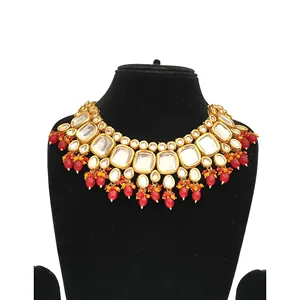 Conjunto de Joyería Nupcial de Cobre Fino con Perlas Rojas y Baño de Oro Vintage, Rediseñado con Baño de Rodio, Ideal para Regalo de Boda - Product Image 2